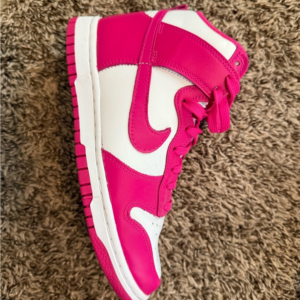 Vibrant Pink and White Nike High-Tops